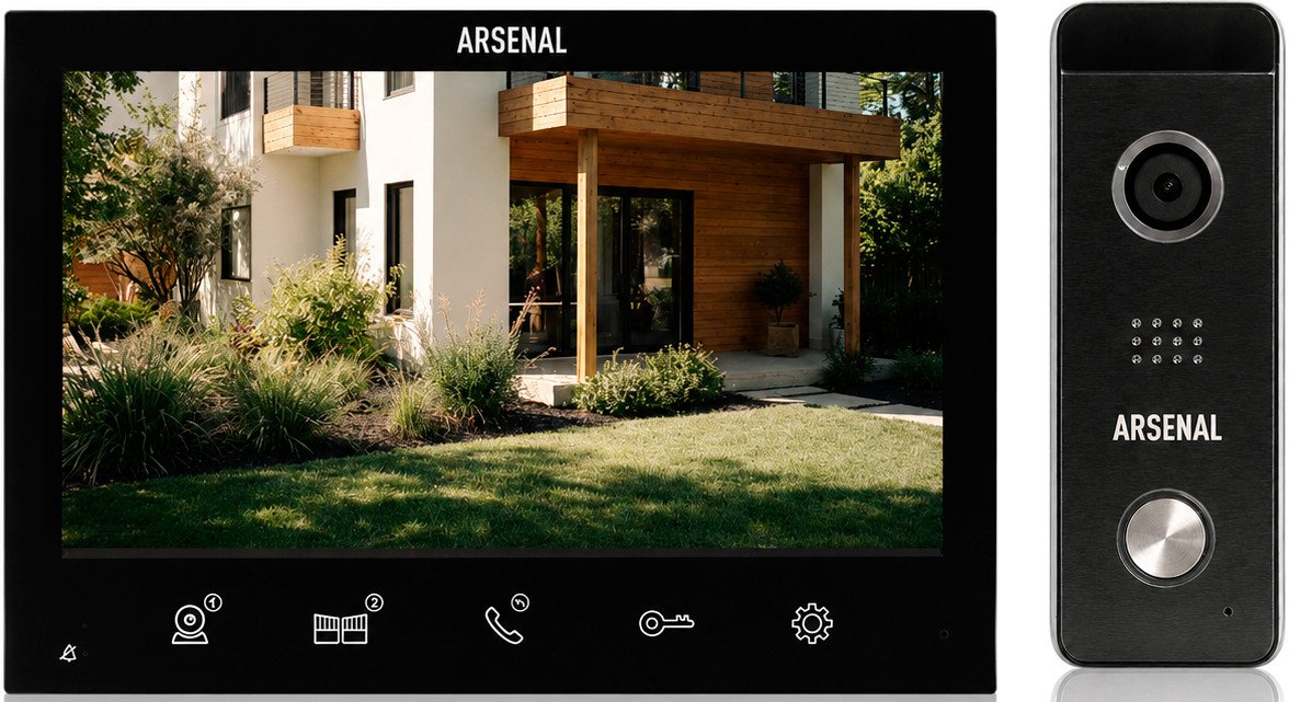 Комплект видеодомофона Arsenal Грация Pro FHD (черный) + Рокси FHD (черный)