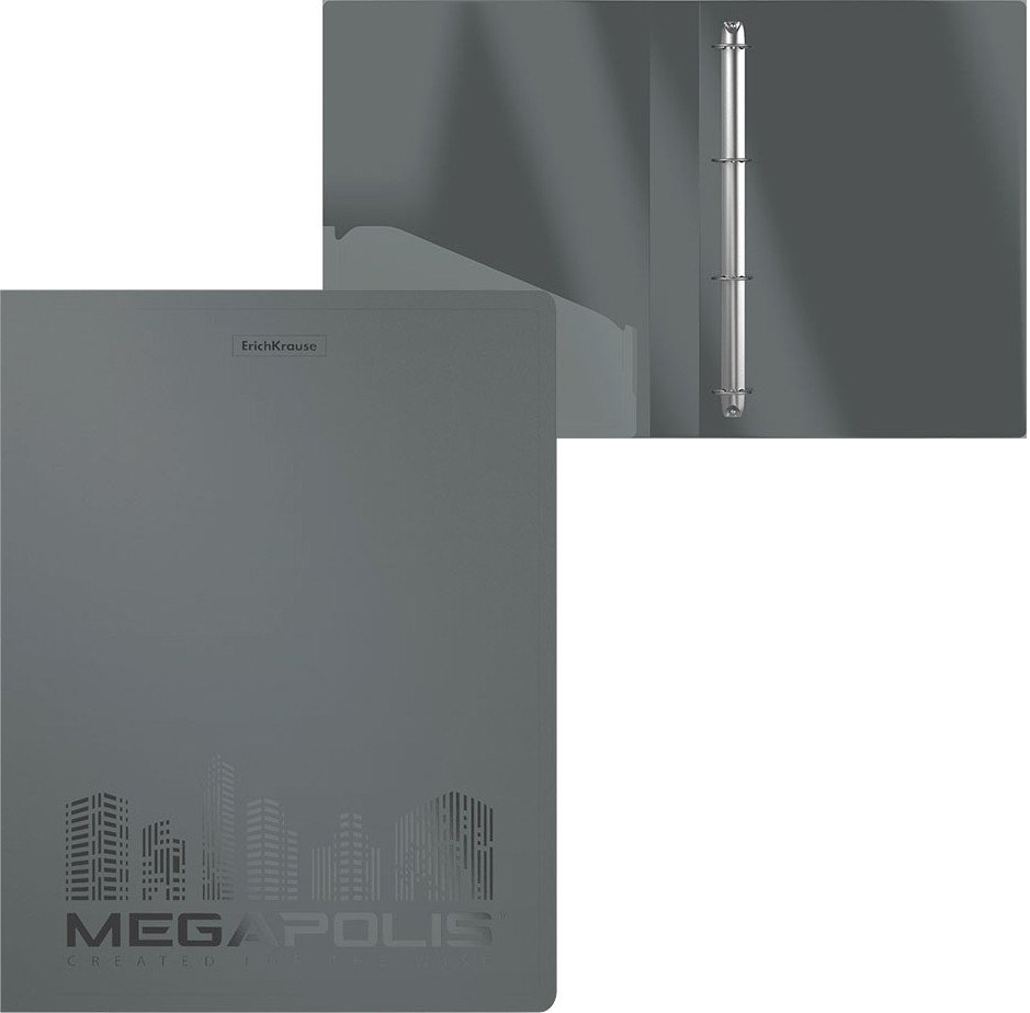 

Набор папок Erich Krause Megapolis 24 мм на 4 кольцаx серый 49982 (4 шт)