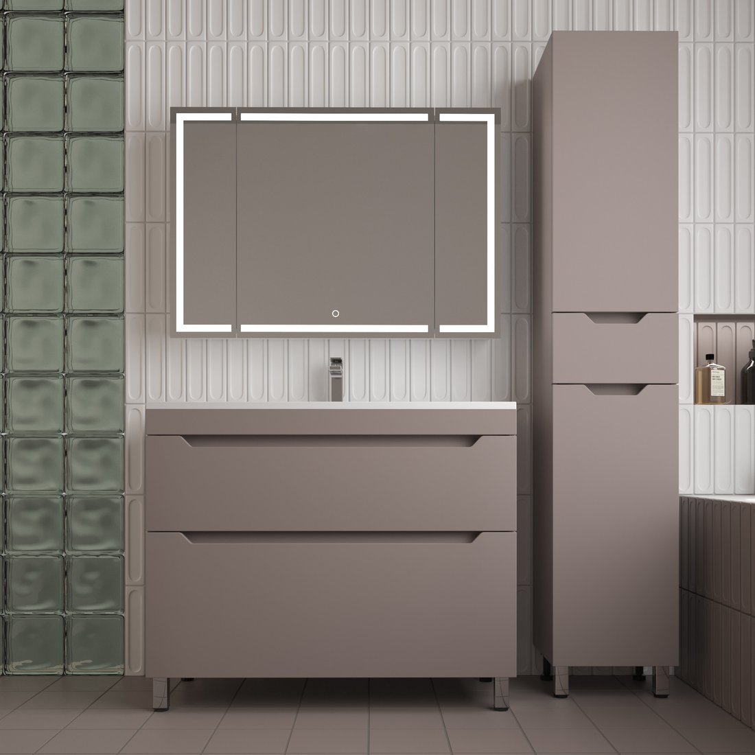 

Symbolite Тумба под умывальник Остин 100 Plus 2 ящика (тауп темный)