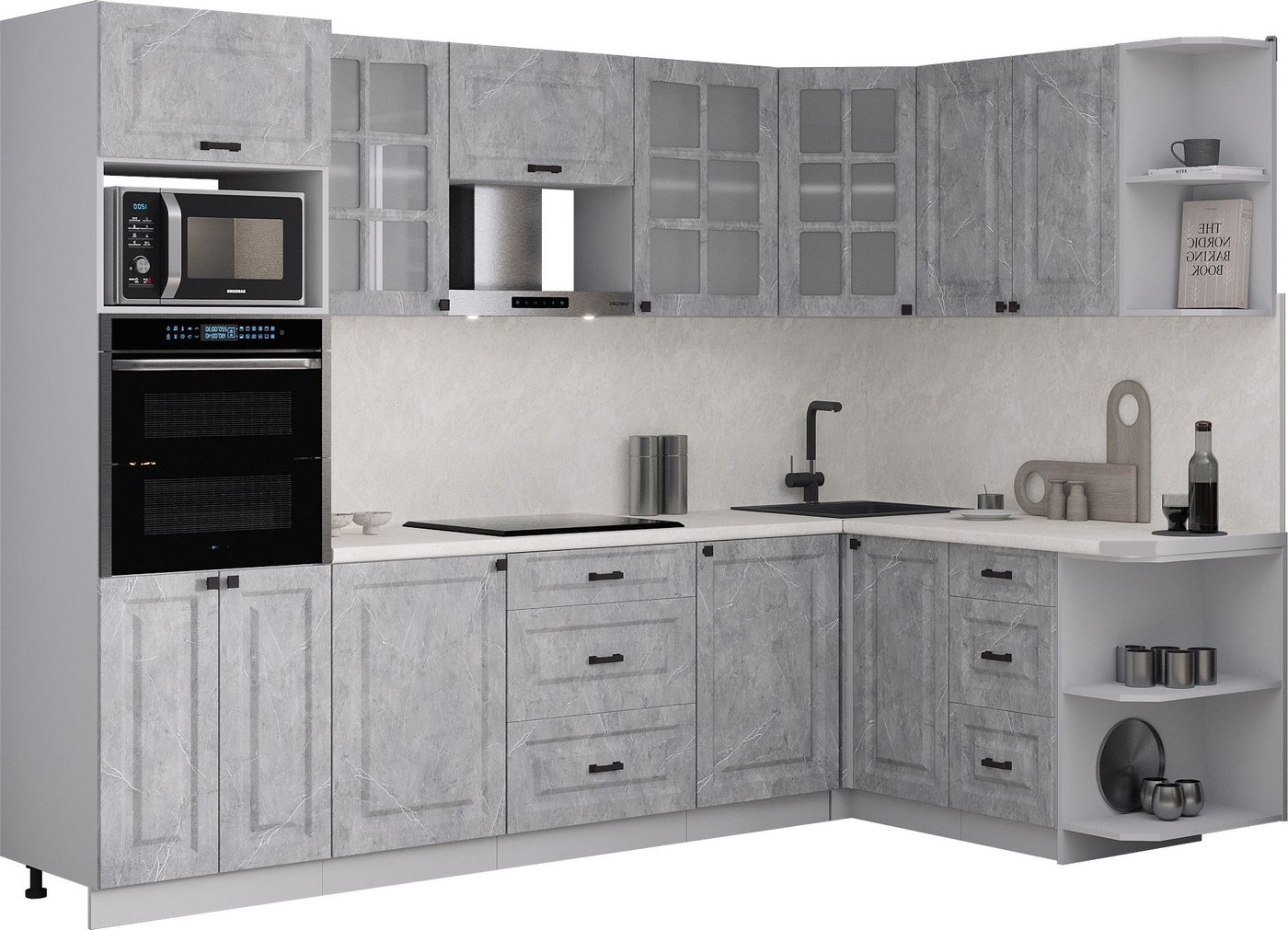 

Готовая кухня Интерлиния Мила Деко 1.68x2.8 PR (керамика/керамика/опал светлый)