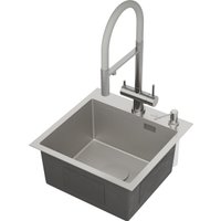 Кухонная мойка Roxen Snake 560220-45-S сатин/текстурная поверхность (с ролл-матом и дозатором)