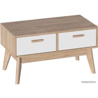 Комод Мебельград Калгари 2 ящ. (дуб натуральный светлый/белый матовый) в Солигорске