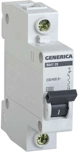 

Выключатель автоматический Generica ВА 47-29 1Р 10А 4.5кА MVA25-1-010-C
