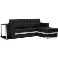 Угловой диван Мебель-АРС Атланта (экокожа черный, с полоской)