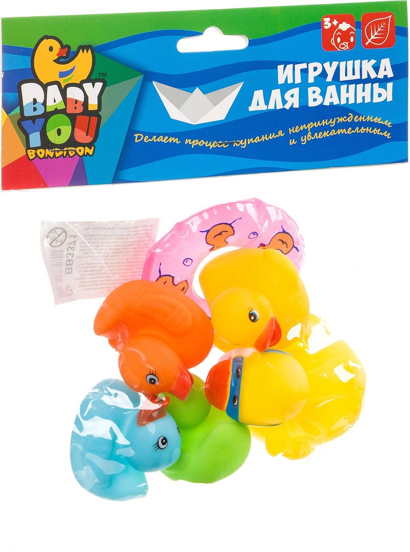 

Набор игрушек для ванной Bondibon Утка с утятами и кругом ВВ3371 (6шт)