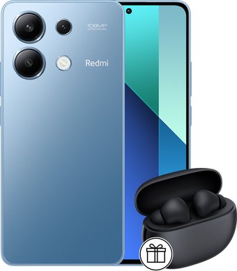 Xiaomi Redmi Note 13 6GB/128GB с NFC международная версия (ледяной синий) и Xiaomi Redmi Buds 4 Active (черный) по акции