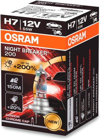 Галогенная лампа Osram Night Breaker 200 H7 64210NB200 (картонная коробка, 1 шт)