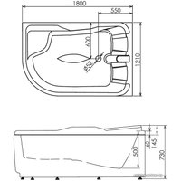 Ванна Gemy G9083 K R 180x121