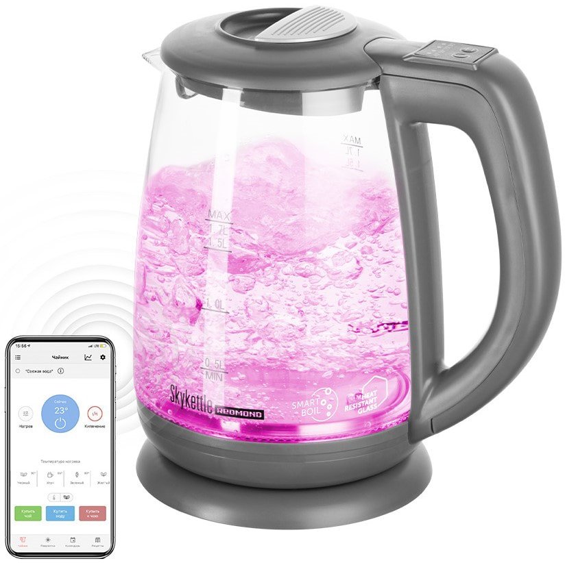 

Электрический чайник Redmond (Редмонд) SkyKettle RK-G214S (серый)