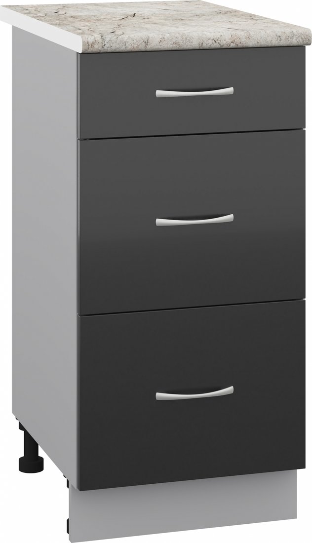 

Шкаф напольный Кортекс-мебель Корнелия Лира НШ40р3ш (черный/марсель)