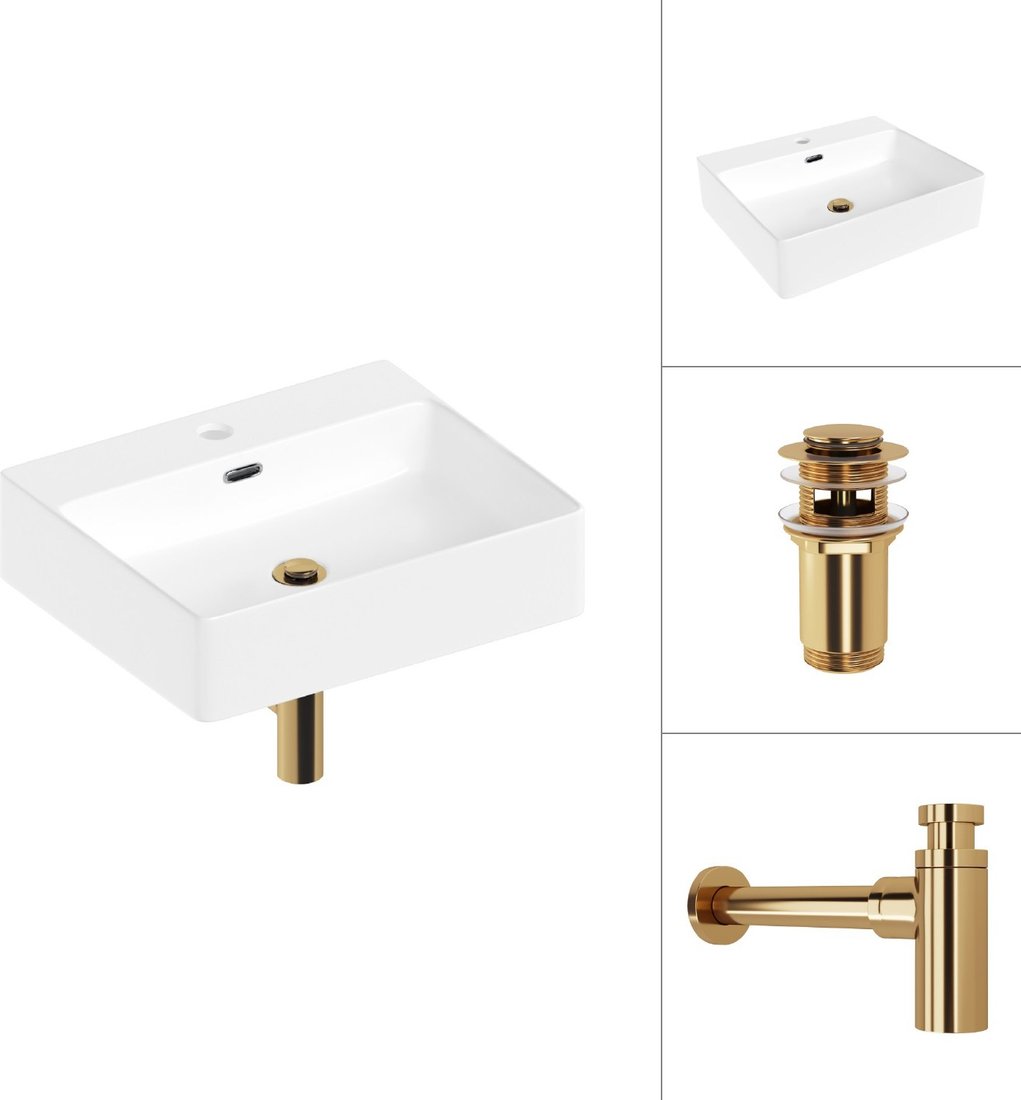 

Умывальник Lauter 21478 + клапан 21190G + сифон 21635G (золото)
