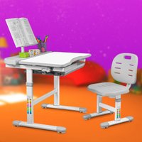 Ученический стол Anatomica Ara с подставкой для книг и выдвижным органайзером (белый/серый)