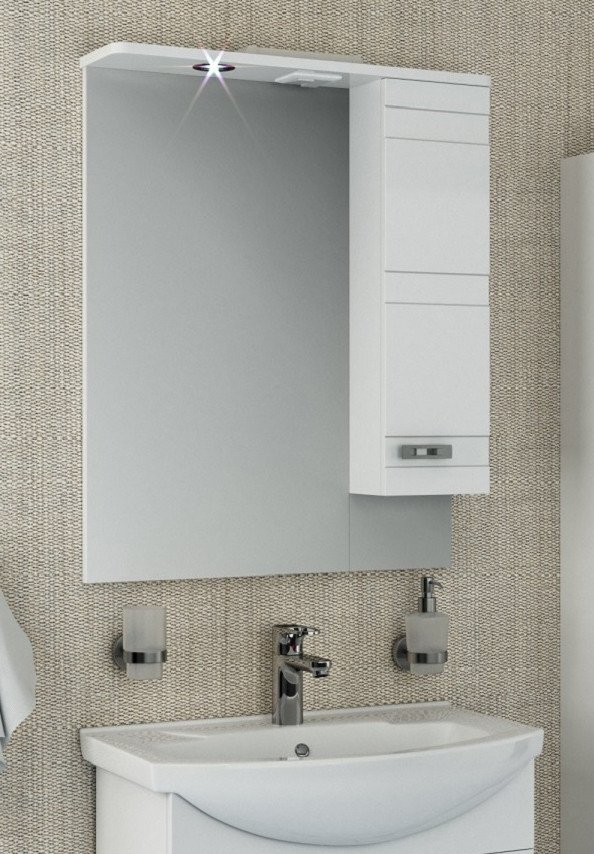 

Runo Шкаф с зеркалом для ванной Турин 65 правый