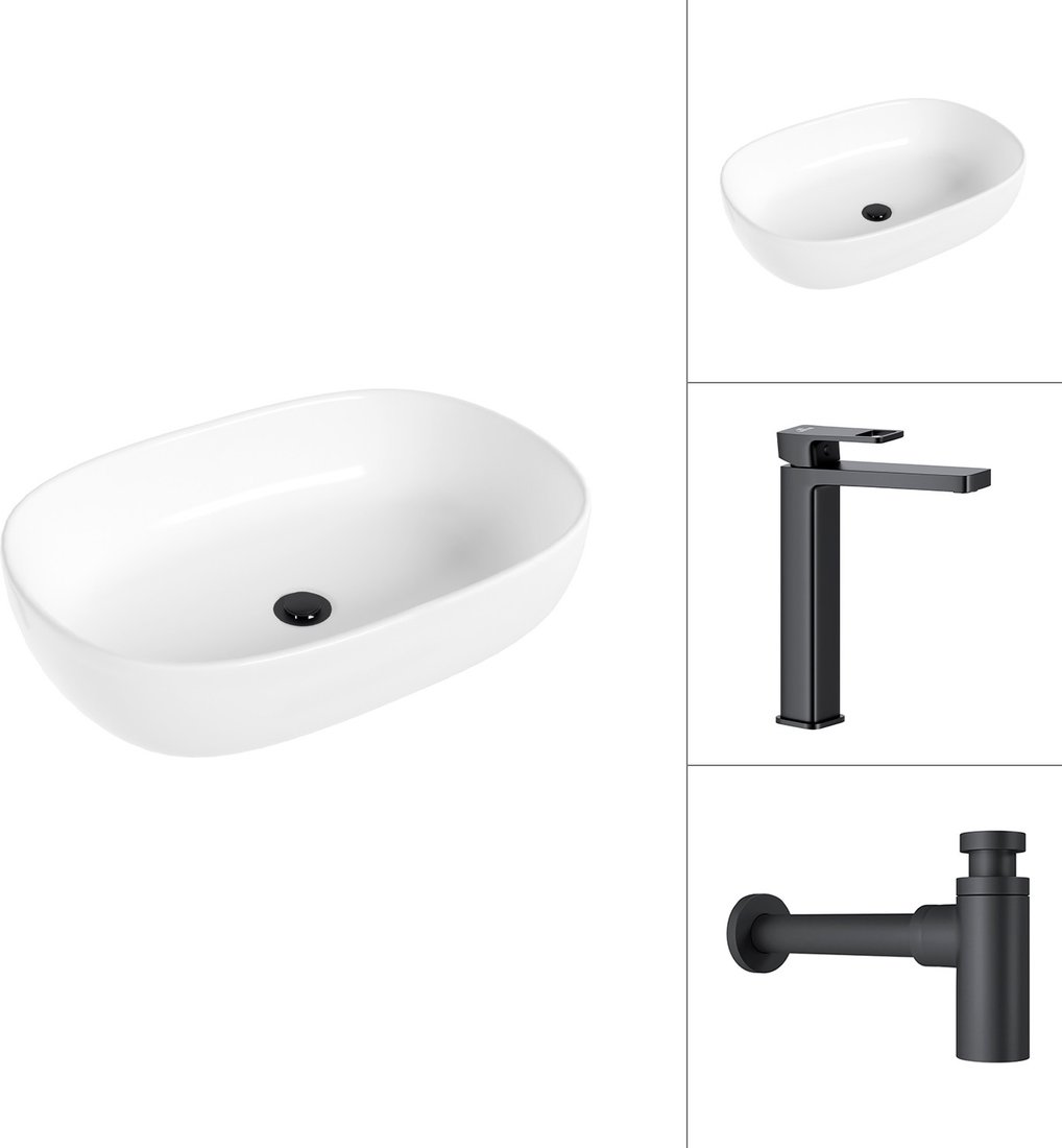 

Умывальник Lauter 21836 + Cascade 21СК0655BS с сифоном 21635B (черный матовый)