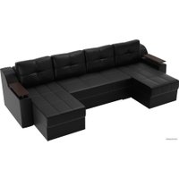 П-образный диван Лига диванов Сенатор 28921 (экокожа, черный)