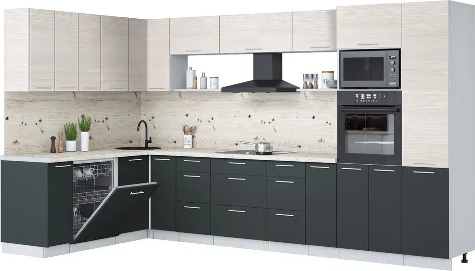 

Готовая кухня Интерлиния Мила Лайт 1.896х3.58 (вудлайн кремовый/антрацит/бискайская сосна)