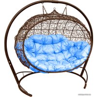 Подвесной диван M-Group Улей 11210203 (коричневый ротанг/голубая подушка)