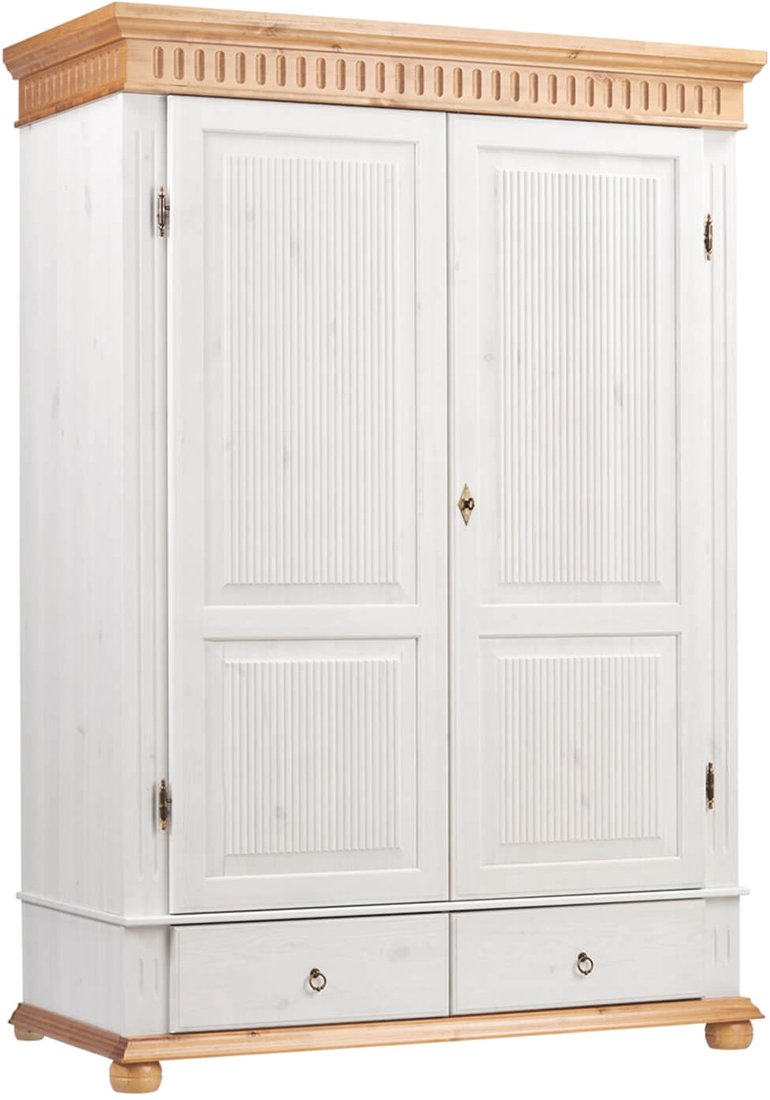 Шкаф распашной ММЦ Хельсинки 2GT (белый воск/антик)