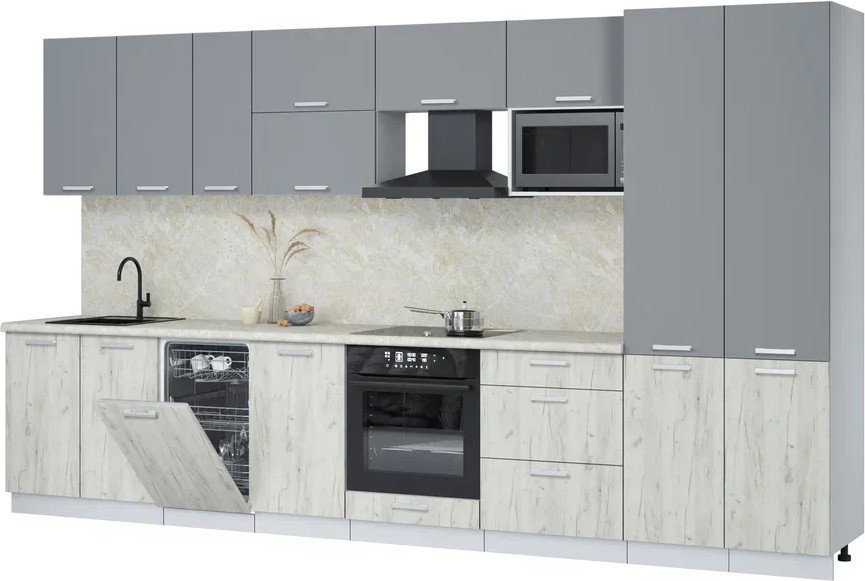 

Готовая кухня Интерлиния Мила Лайт 3.7-ПМ4 (серебро/дуб белый/опал светлый)