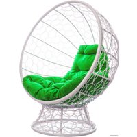 Кресло M-Group Кокос на подставке 11590104 (белый ротанг/зеленая подушка)
