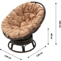 Кресло-качалка Garden Story Папасан Roker D110 вращающееся CV-18C (бежевый/коньячный)