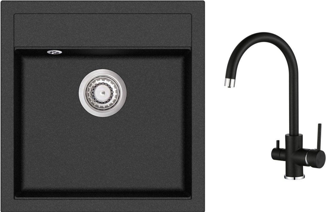

Кухонная мойка Aquasanita SQT100W + смеситель Sabiaduo 2963 601 (черный металлик)