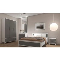 Шкаф распашной Боринское Мебель Соня 3-створчатый массив (белый/серый) в Борисове