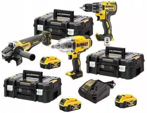 

DeWalt DCKM009 (шуруповерт, гайковерт, болгарка, 3 АКБ, 3 кейса)