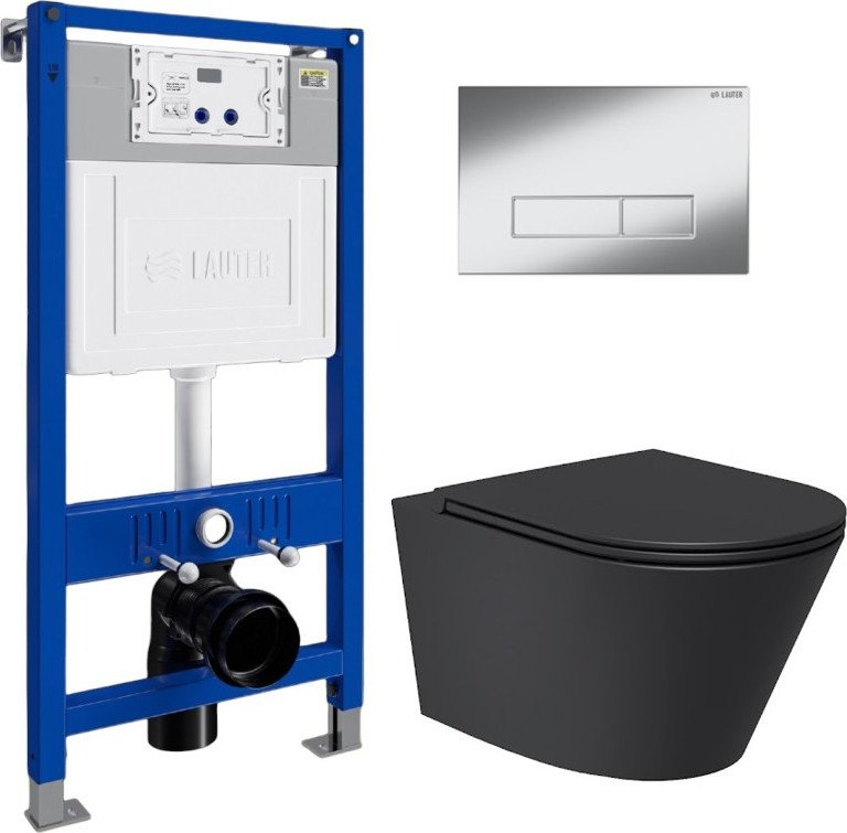 

Унитаз подвесной Lauter Longer 2110822B + 21901001 (кнопка 219701HD, хром)