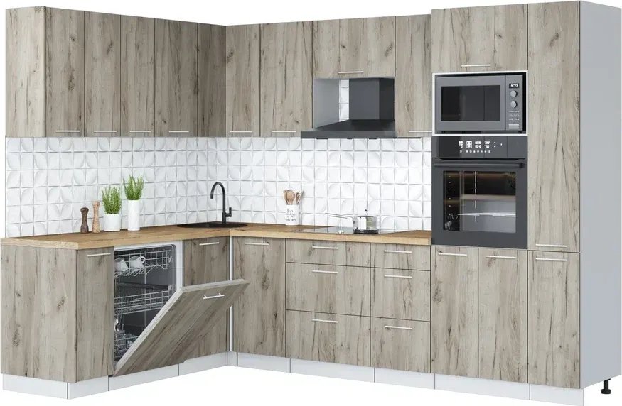 Готовая кухня Интерлиния Мила Лайт 1.896х2.88 (дуб серый/дуб серый/дуб бунратти)