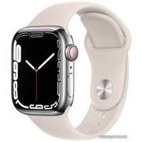 Умные часы Apple Watch Series 7 LTE 41 мм (сталь серебристый/звездный свет)
