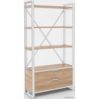 Стеллаж Hype Mebel Стандарт Люкс 50x200 (белый/дуб галифакс натуральный)
