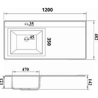 Умывальник Runo Гамма 120 лайт с правым крылом (белый)