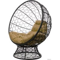 Кресло M-Group Кокос на подставке 11590401 (черный ротанг/бежевая подушка)