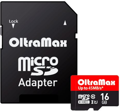 

Карта памяти OltraMax Elite OM016GCSDHC10UHS-1-ElU1 microSDHC 16GB (с адаптером)