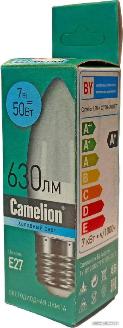 Светодиодная лампочка Camelion Е27 7Вт 4000K С37 15056