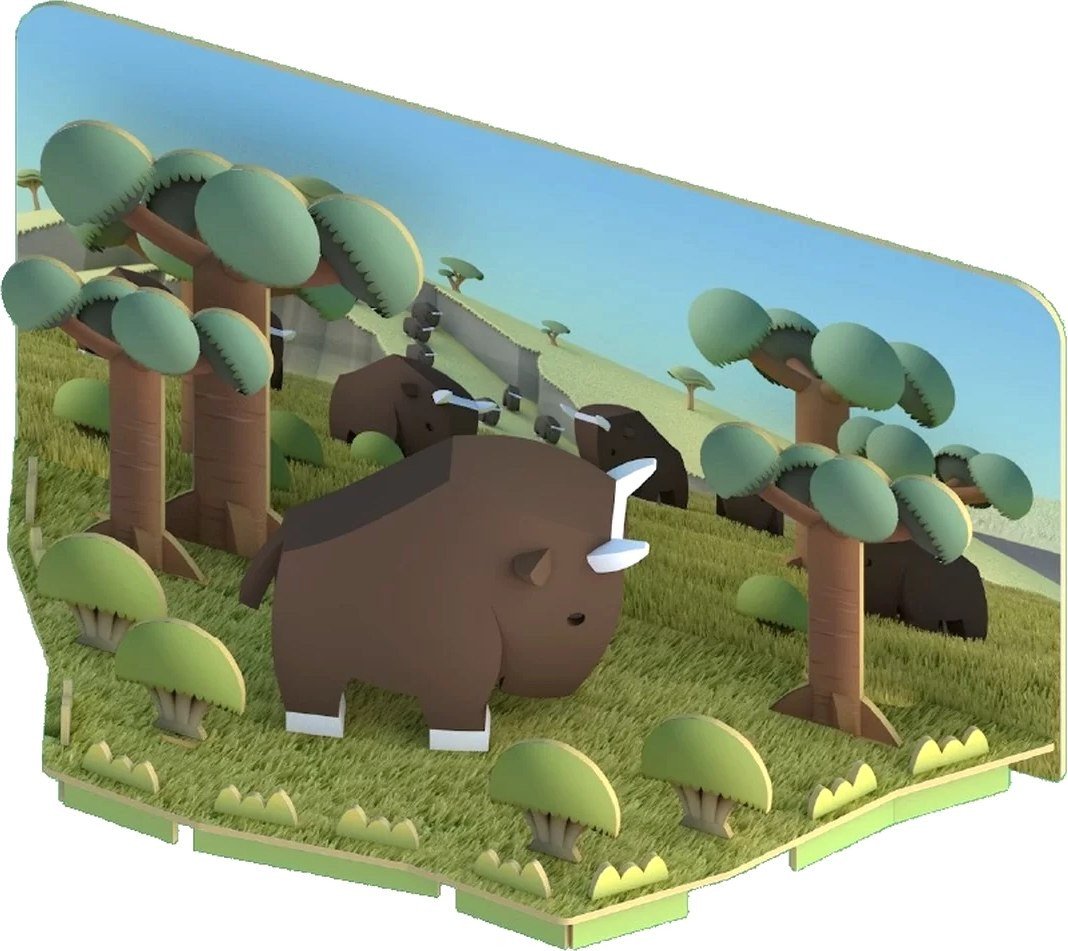Магнитный конструктор Halftoys Animal Гну с диорамой HA003