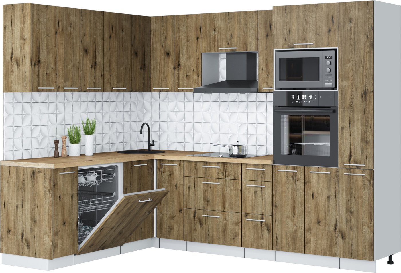 

Готовая кухня Интерлиния Мила Лайт 1.896х2.68 (дуб веллингтон/дуб веллингтон/дуб бунратти)