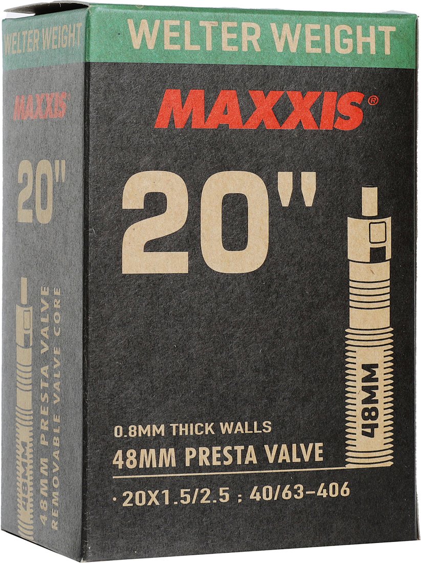 

Велокамера Maxxis Welter Weight 20x1.5/2.5 40/63-406 0.8 LFVSEP48 B-CAP TB00160500