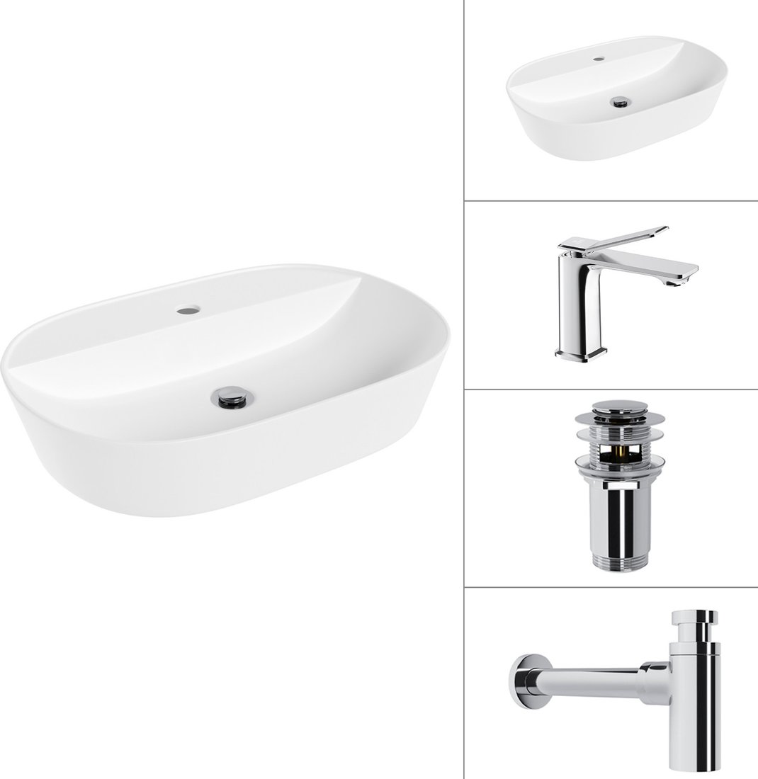 Умывальник Lauter 21460-60 + Allure 21C618С + сифон 21635CH +донный клапан 21190CH (хром)