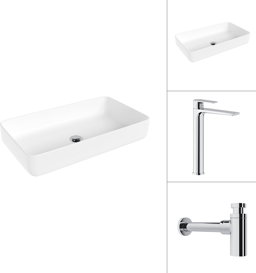 Умывальник Lauter 21487-60 + Reef 21CK8678C с сифоном 21635CH (хром)