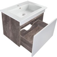 Runo Тумба с умывальником Модена 65 + Оскар 65 (подвесная, железный камень)