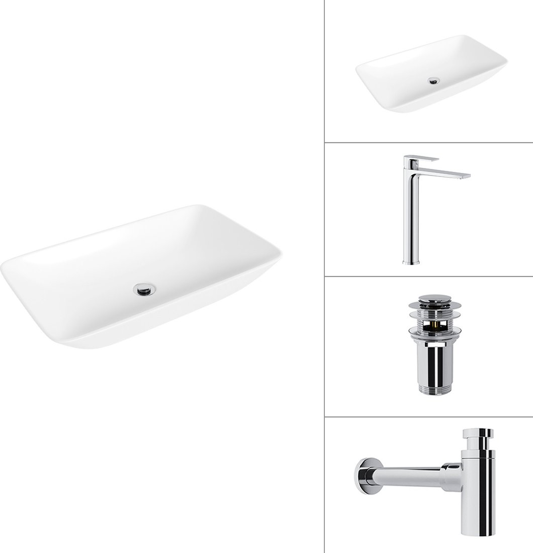 Умывальник Lauter 21886 + Reef 21CK8678C + сифон 21635CH + дон.клапан 21190CH (хром)