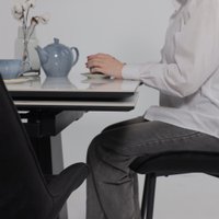 Кухонный стол Lepremo AV 2119 МДФ+керамика раздвижной 1200-1800x800 (белый глянцевый Carla Larkin/черный)