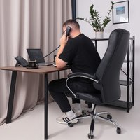 Офисное кресло AksHome King A (натуральная кожа, черный)