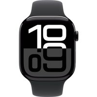 Умные часы Apple Watch Series 10 46 мм (алюминиевый корпус, черный/черный, спортивный силиконовый ремешок S/M)