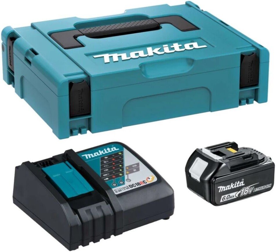 

Аккумулятор с зарядным устройством Makita DC18RС + BL1860B (18В/6.0 Ah + 18В, кейс)