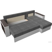 Угловой диван Лига диванов Дубай лайт правый 114196 (рогожка серый/экокожа белый)