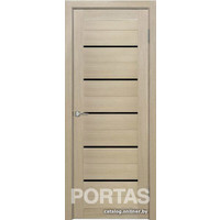 Межкомнатная дверь Portas S22 70x200 (лиственница крем, стекло lacobel черный лак)