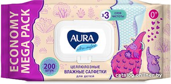 Влажные салфетки Aura Ultra Comfort для детей big-pack с крышкой (200 шт)